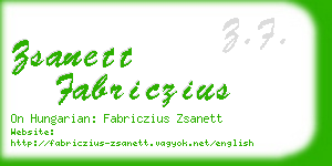 zsanett fabriczius business card